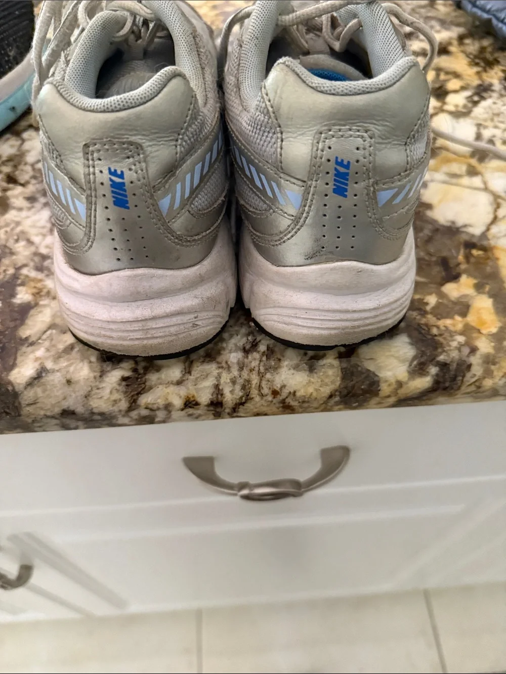 Nike  Gray Sneakers with Blue Swoosh- “Initiator”